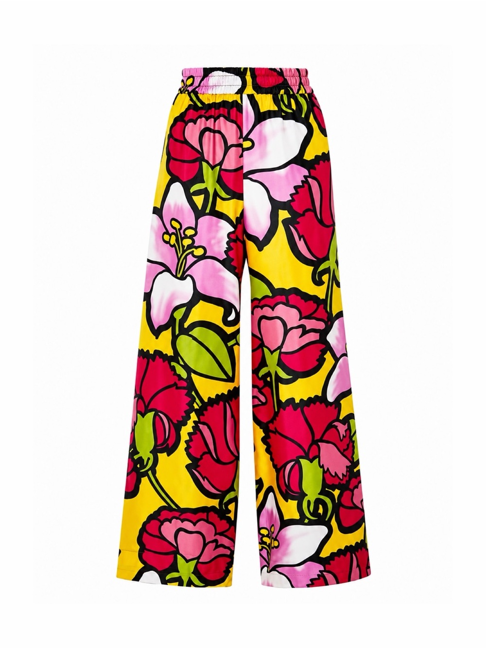 LA DoubleJ Floral Print Silk Twill Wide Leg Pants Size M